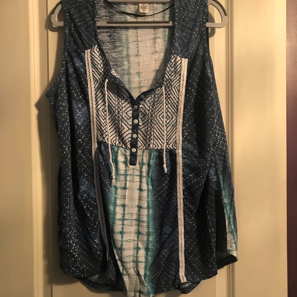 Style & Co Plus Size Embroidered Peasant Top.